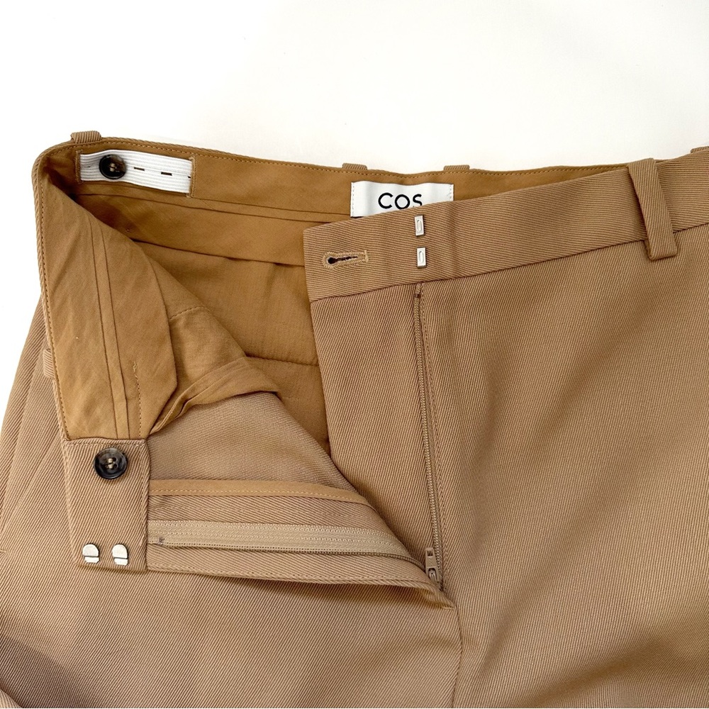 COS Wool High Rise Wide Leg Camel Trousers Sz 4 - Picture 9 of 15